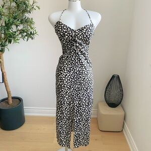 ZARA Black Daisy Print Halter Midi Dress XS